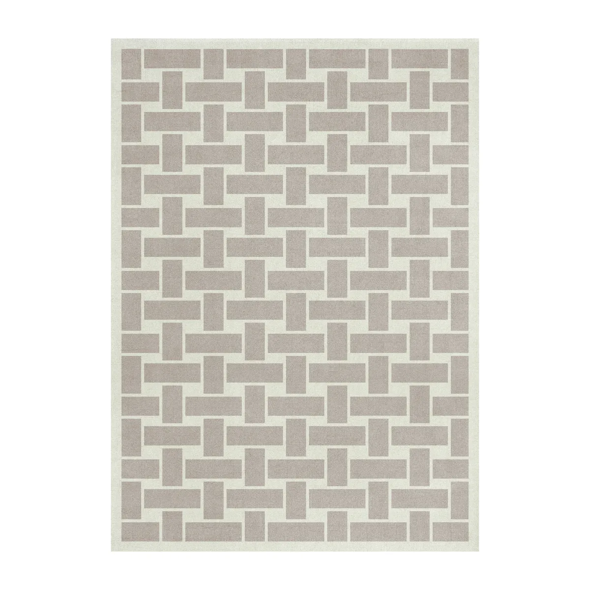Layered 60S Geo Basket Weave ullmatta Oatmeal, 180x270 cm