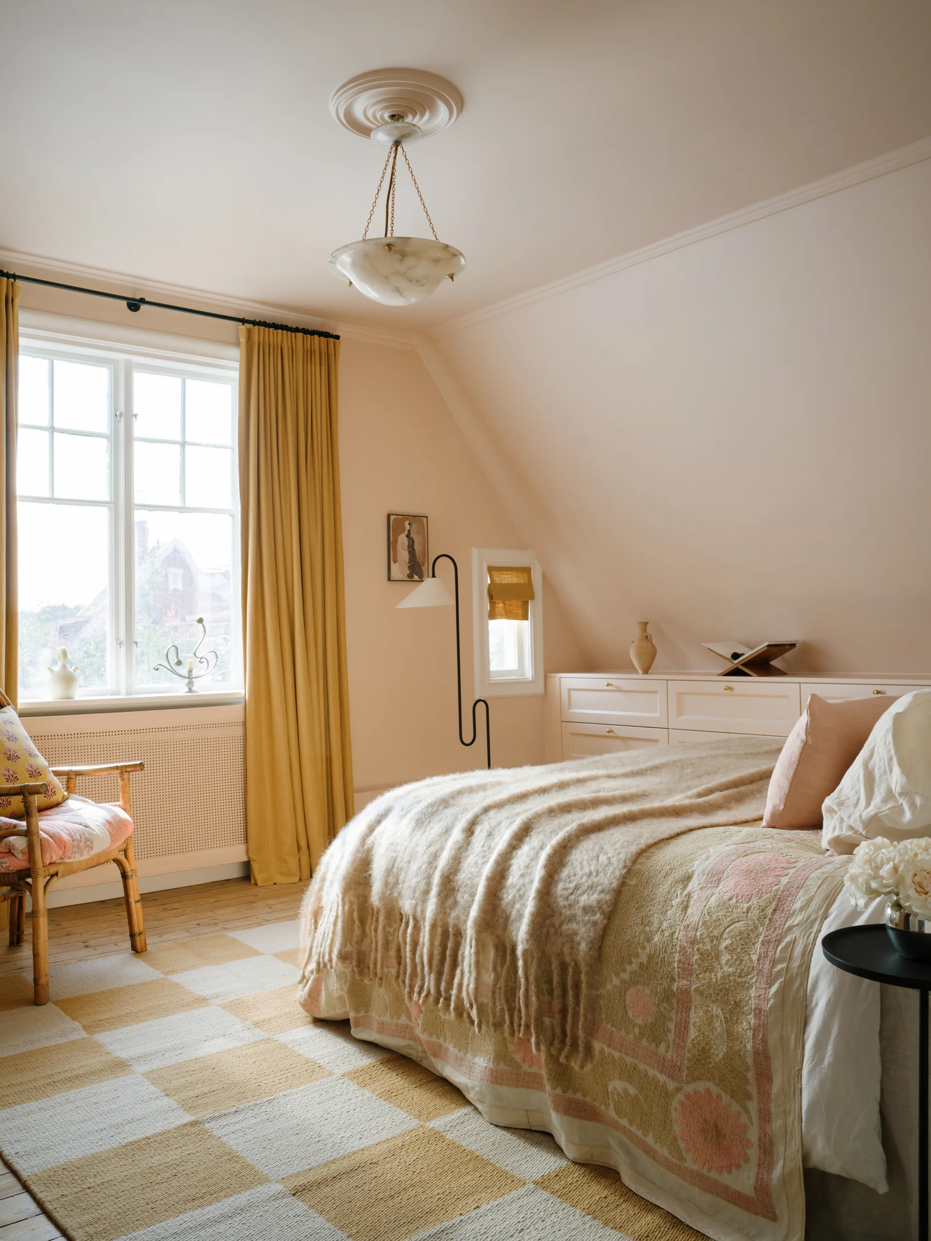 Chess ullmatta, Harvest yellow, 140x200 cm Layered