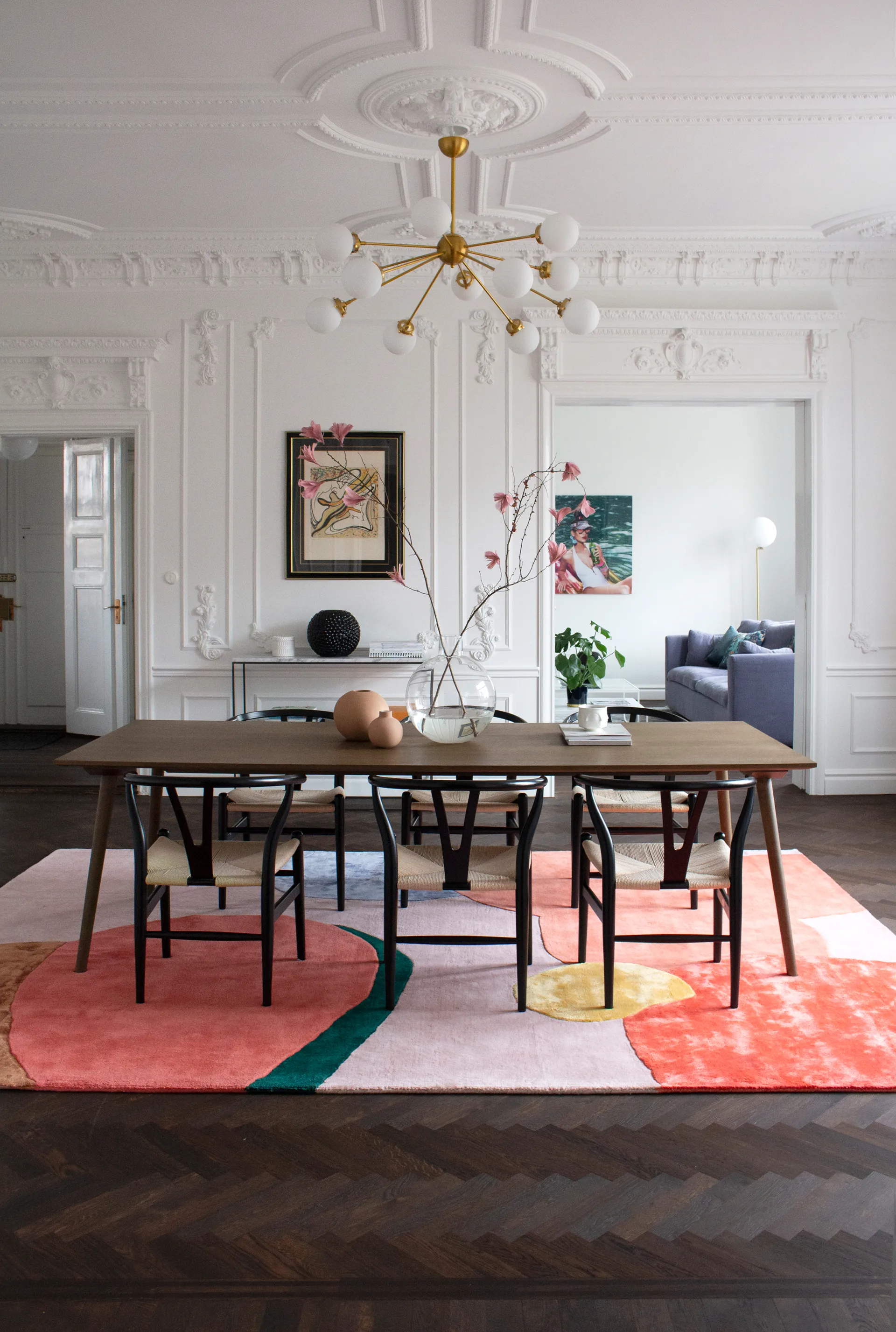 Flower Field ullmatta 160x230 cm, Pink Layered