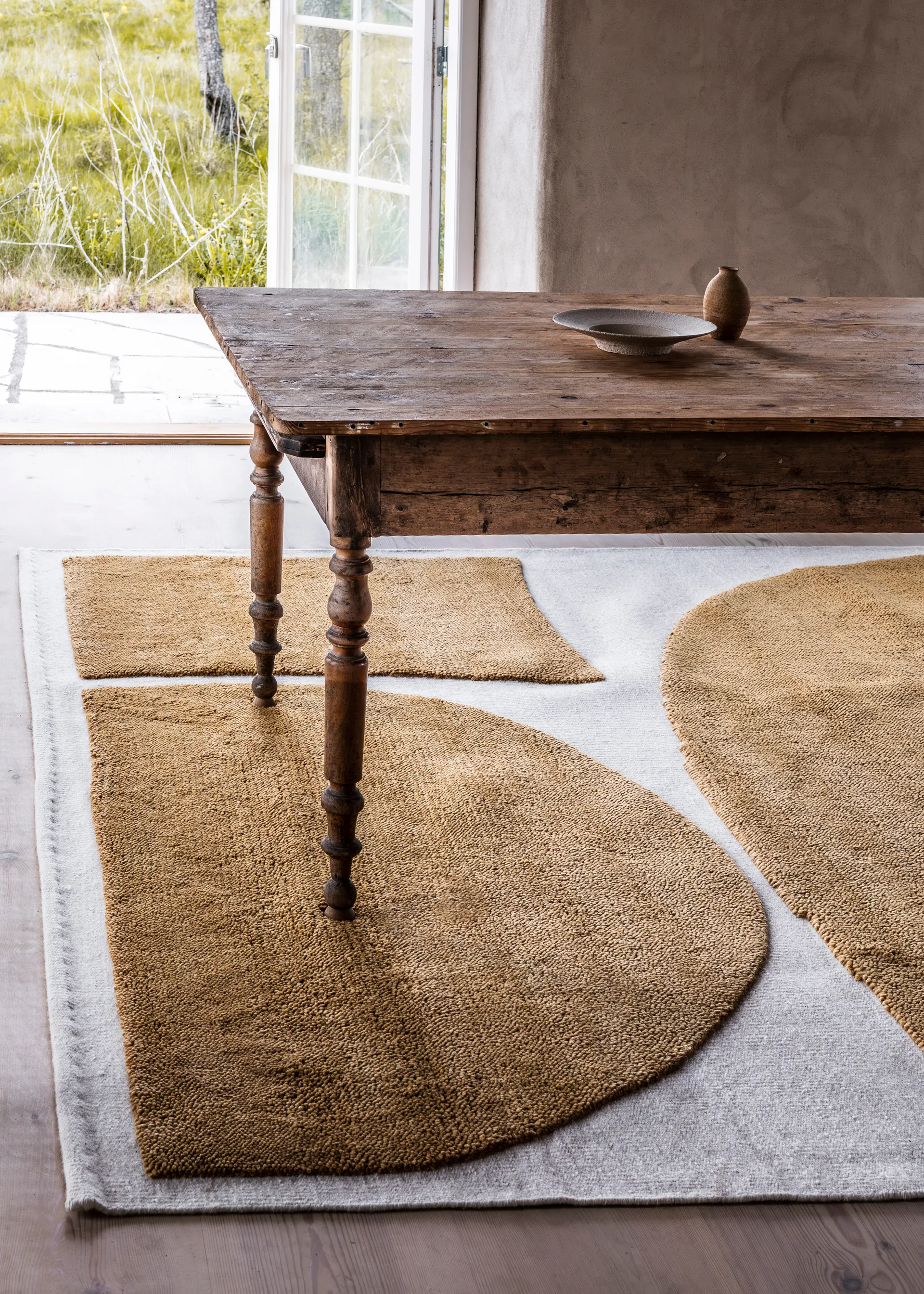 Gotland Rauk ullmatta, Sunflower yellow 180x270 cm Layered