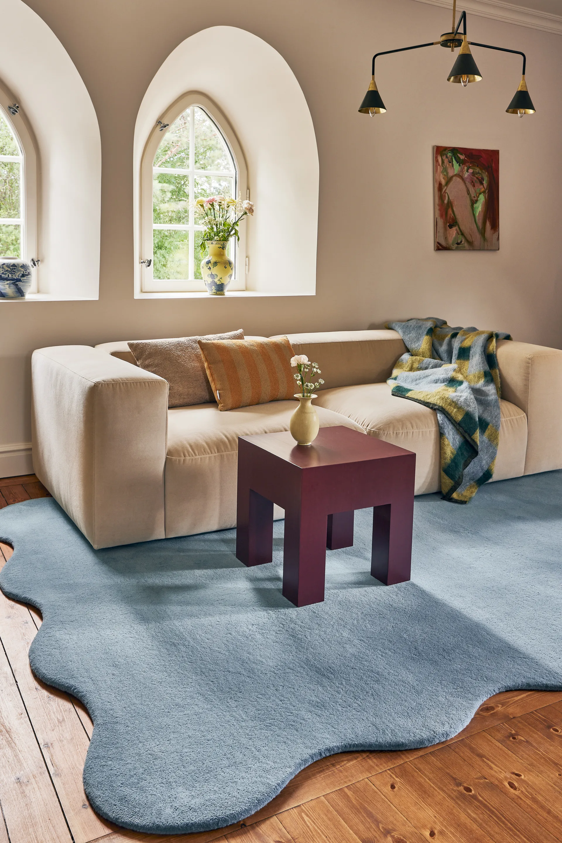 Scallop ullmatta 180x270 cm, Soft blue Layered