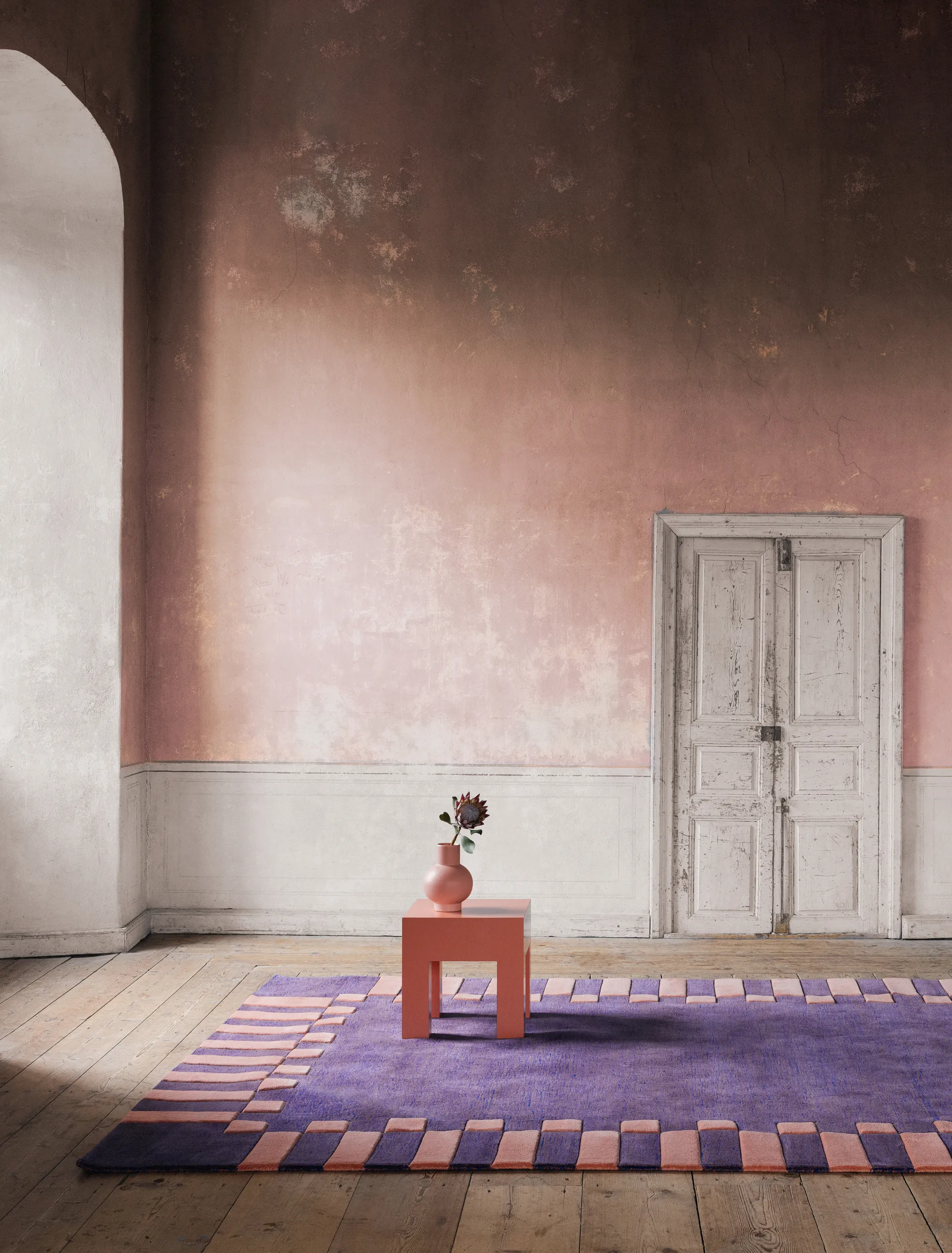 Teklan frame ullmatta, Cobalt salmon- 180x270 cm Layered