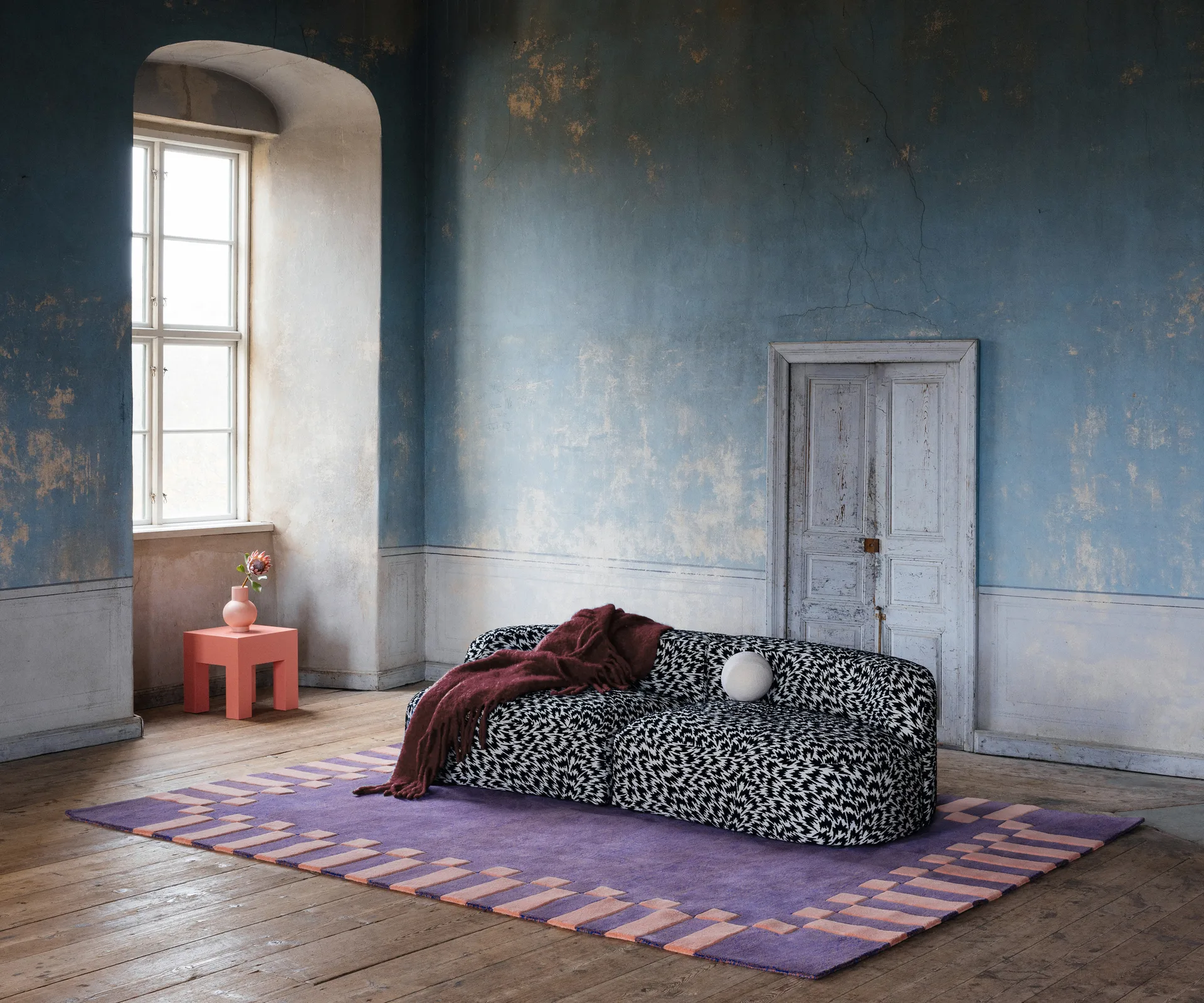 Teklan frame ullmatta, Cobalt salmon, 250x350 cm Layered