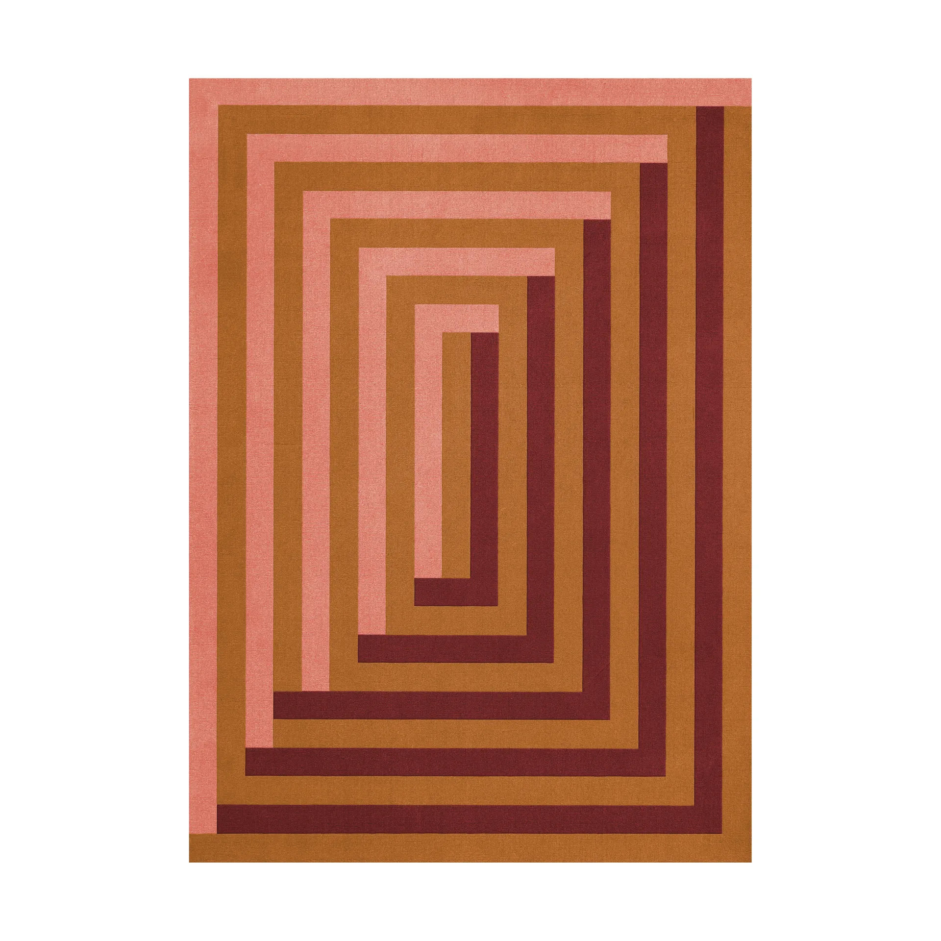 Teklan Labyrinth ullmatta, Coral pink, 200x300 cm Layered