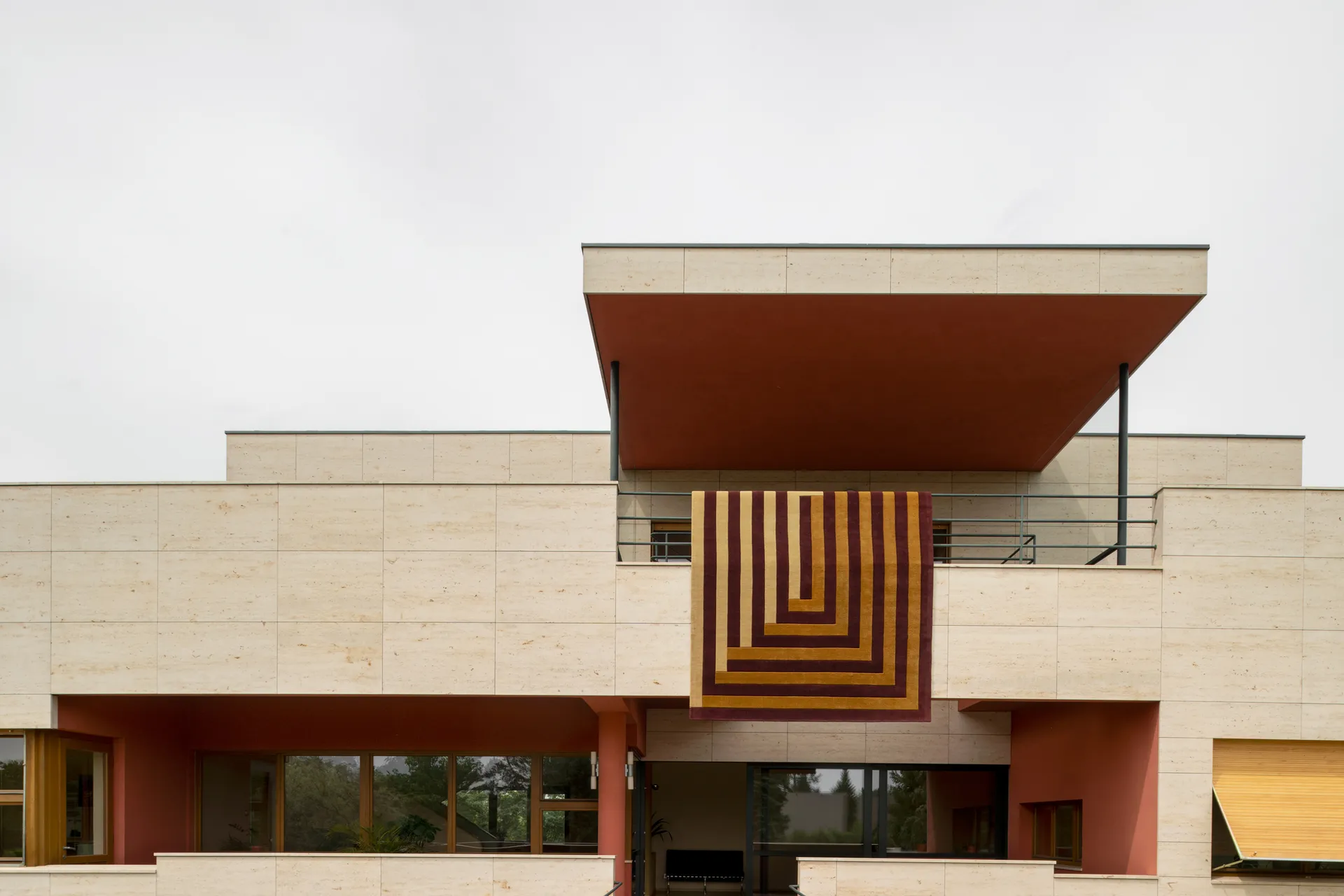 Teklan Labyrinth ullmatta, Mulberry sand, 200x300 cm Layered