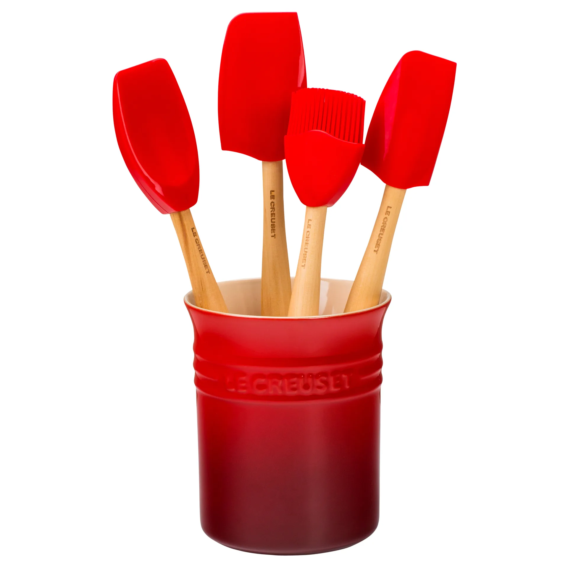 Le Creuset förvaringskrus med redskap, Cerise Le Creuset