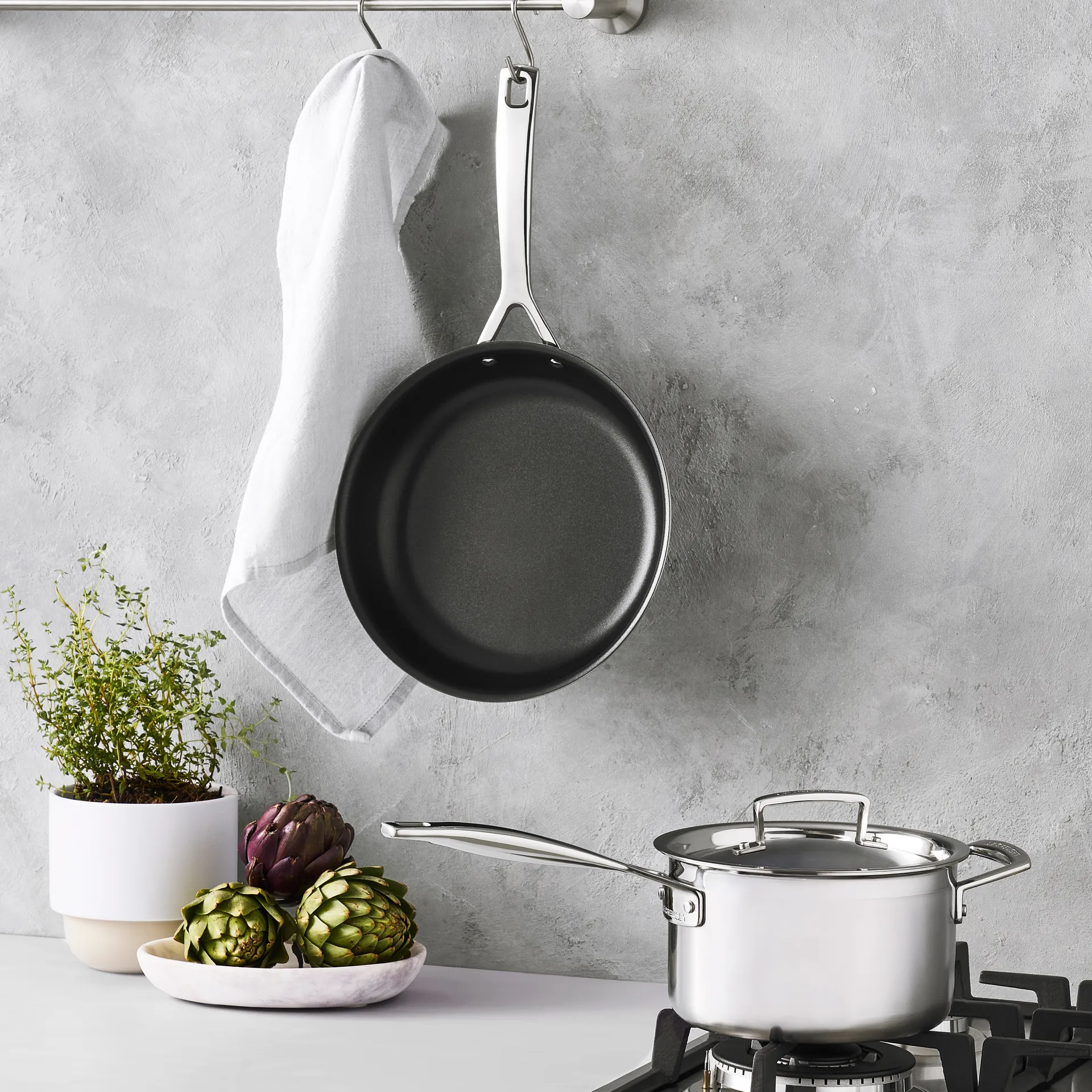 Le Creuset gryt- och stekpanneset, Rostfritt stål, 2 delar Le Creuset