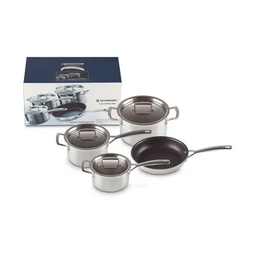 Le Creuset gryt- och stekpanneset - Rostfritt stål, 4 delar - Le Creuset