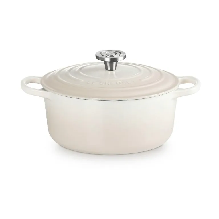 Le Creuset Signature gjutjärn rund gryta, Meringue, 4,2 L Le Creuset