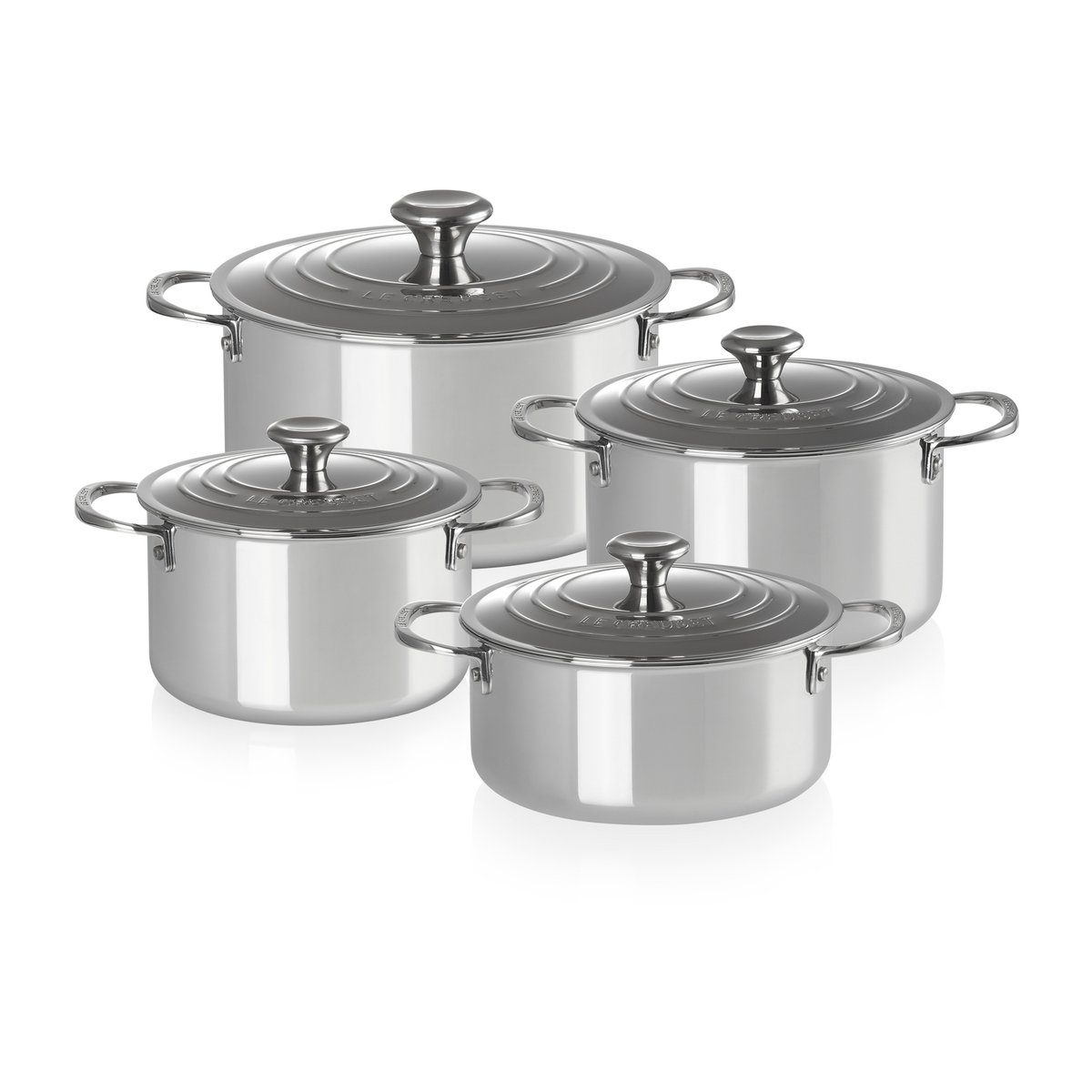 Le Creuset Signature 3-Ply grytset 4 delar | Skandinavisk Design | Grytset & Kastrullset | Silverfärgad