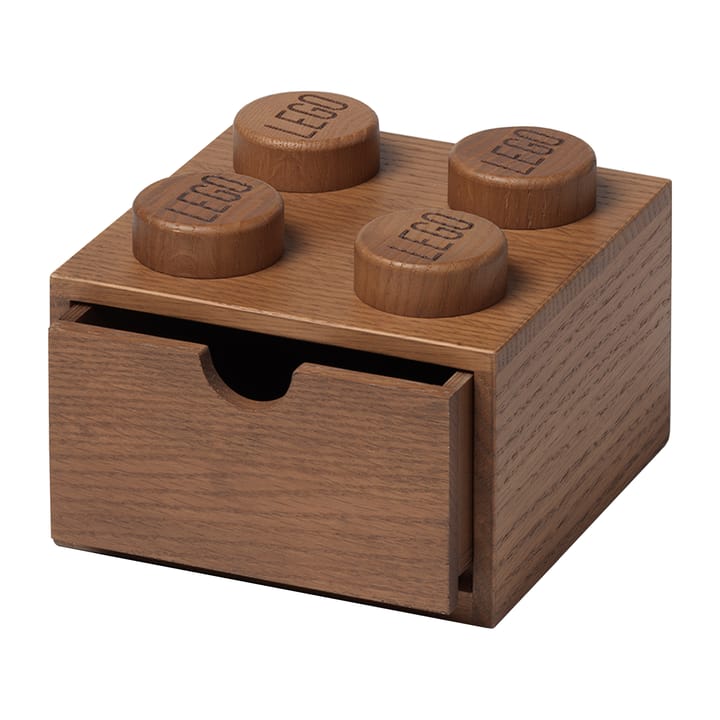 LEGO skrivbordslåda 4 trä, Mörkbetsad ek Lego