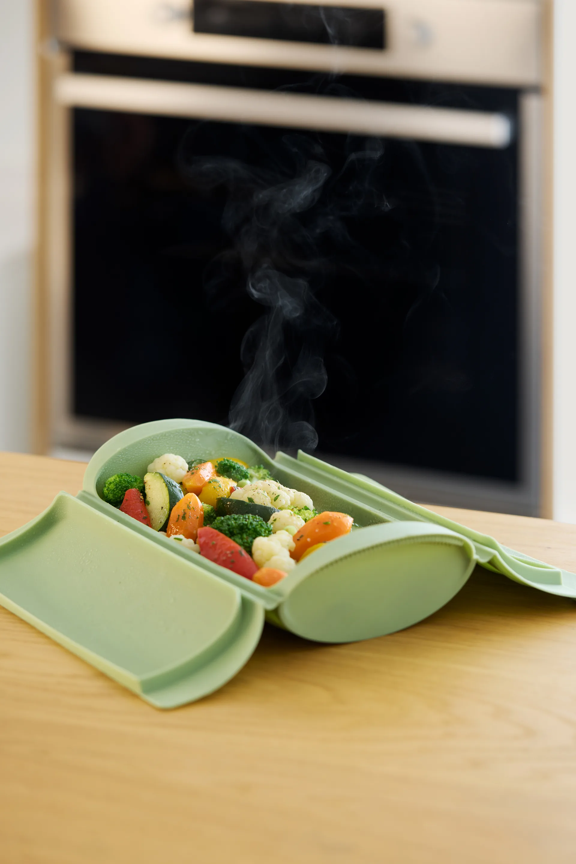 Lékué ångkokare, Grön, med bricka, 2-pack Lékué