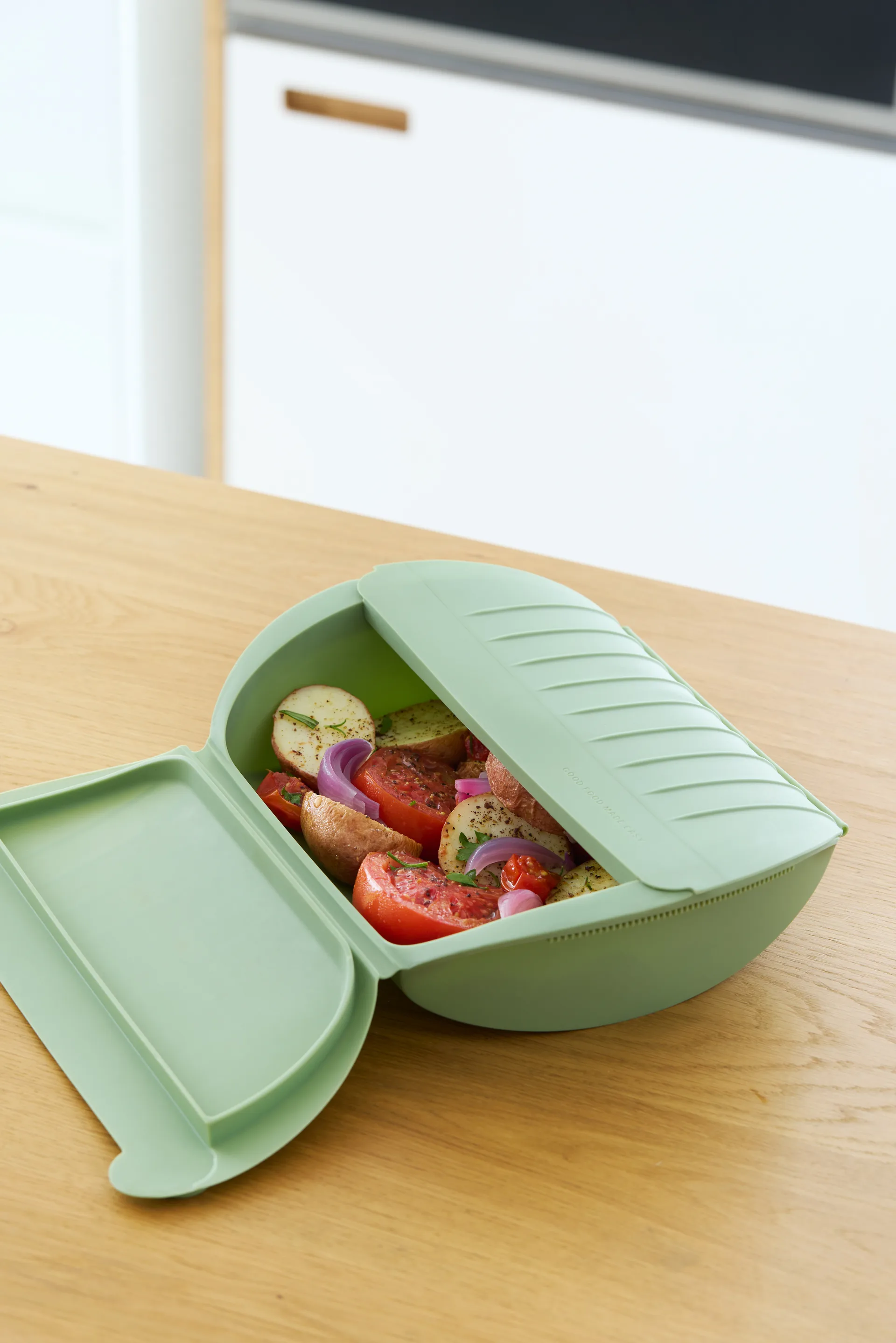 Lékué ångkokare, Grön, med bricka, 4-pack Lékué