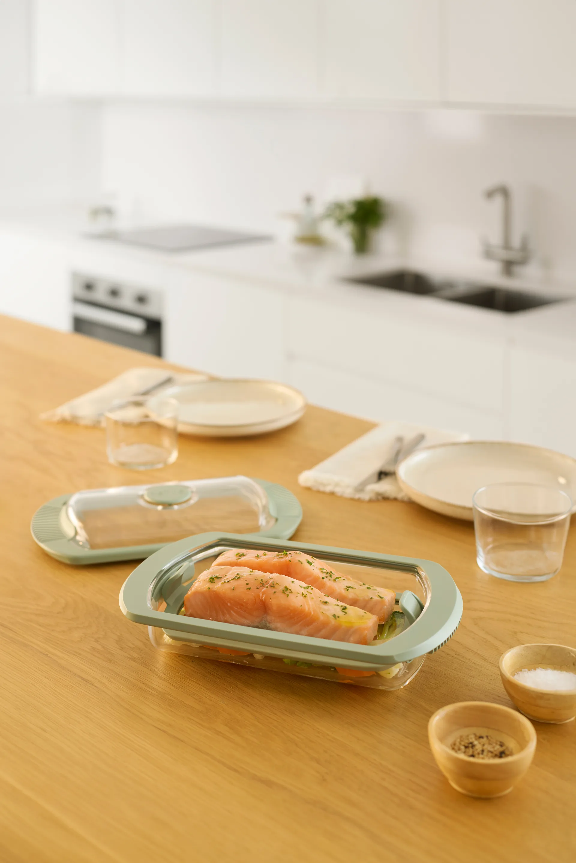 Lékué ångkokare, Transparent, glas, 2-pack Lékué