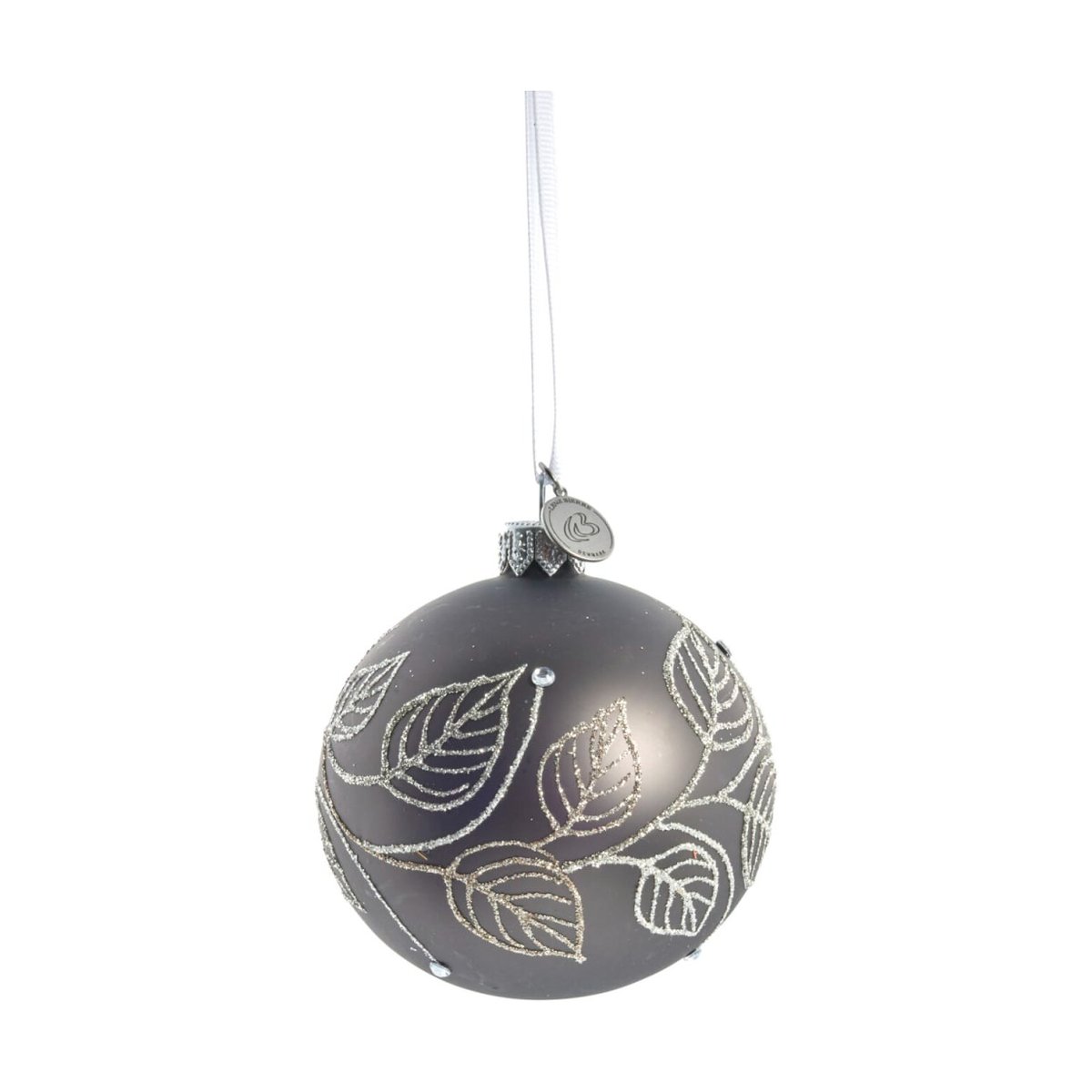 Lene Bjerre Cadelia julkula 8 cm Mörkgrå, blad | Skandinavisk Design | Juldekorationer & Julpynt | Grå