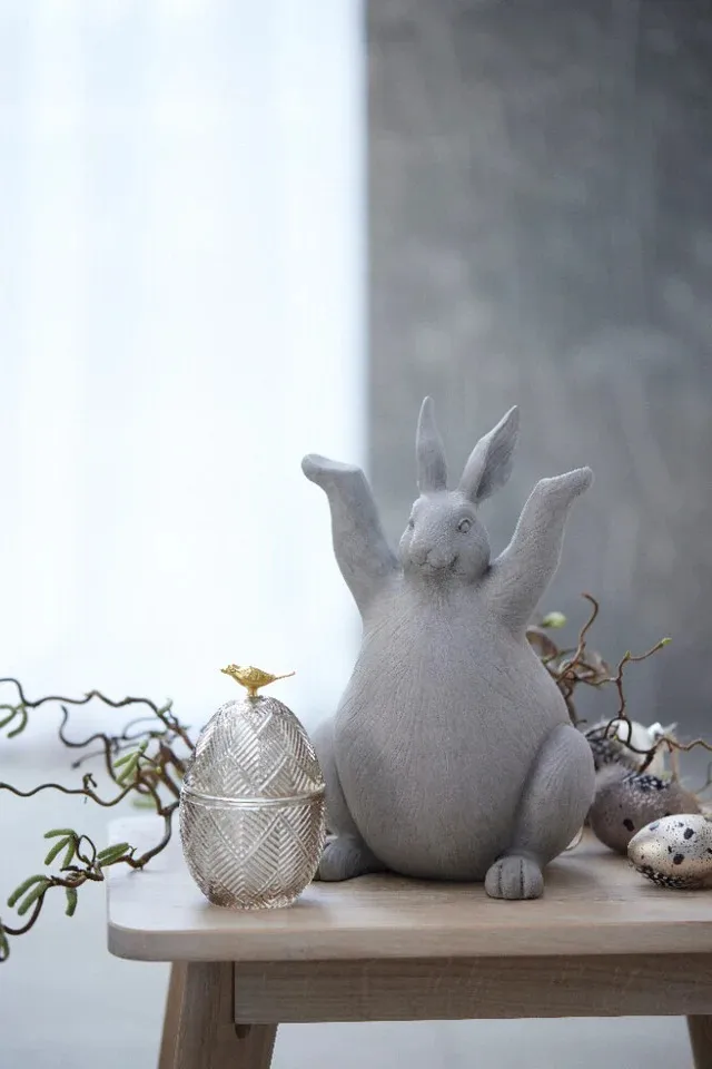 Esmia påskägg 15 cm, Dark grey-light gold Lene Bjerre