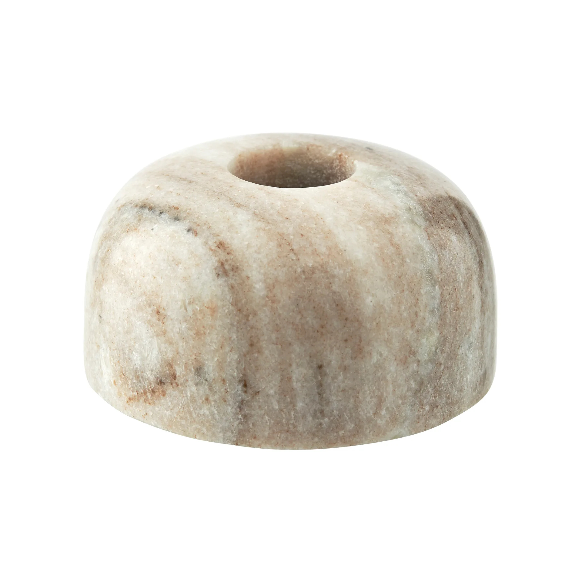 Marmilla ljusstake Ø7,5 cm, Light brown marble Lene Bjerre