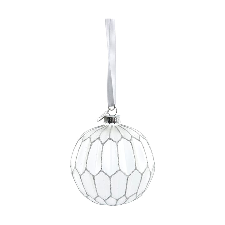 Navina julgranskula rund Ø8 cm - White-Silver - Lene Bjerre