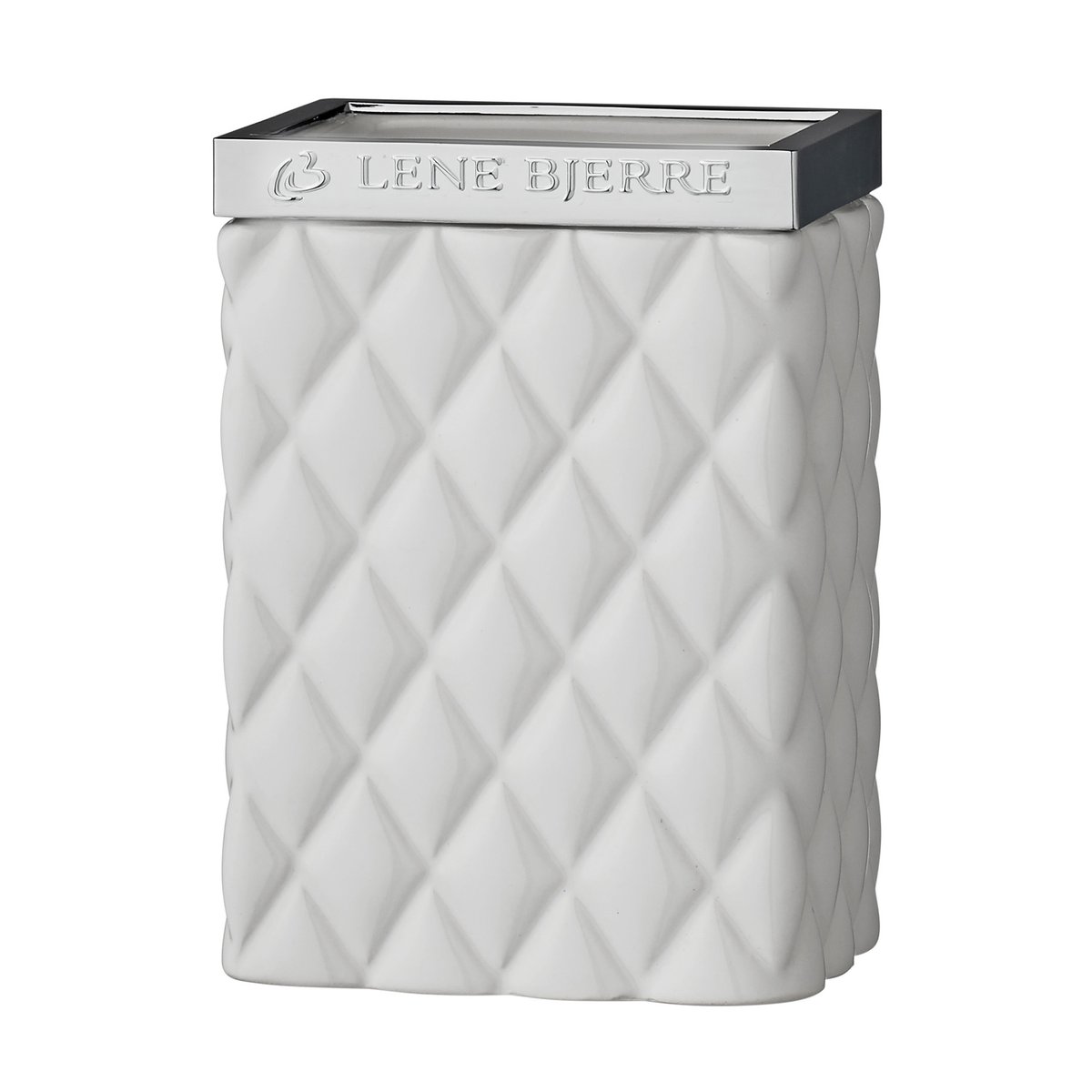 Lene Bjerre Portia tandborstmugg vit-silver | Skandinavisk Design | Tandborsthållare | Silverfärgad