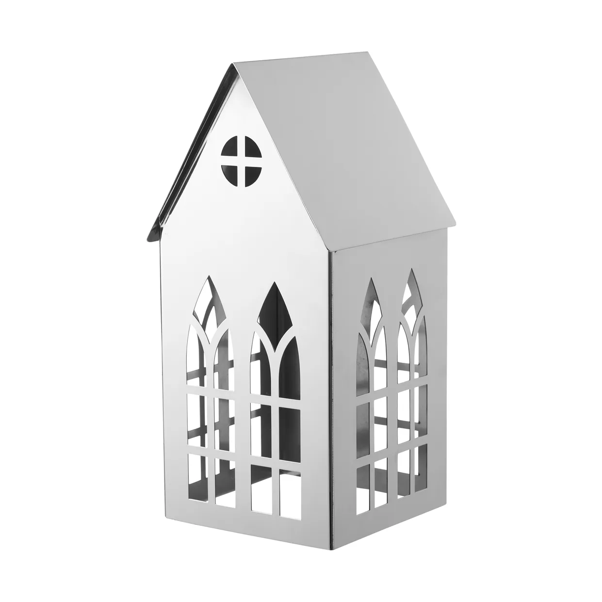 Sigrine house ljuslykta, Silverfärgad, 11,5x11xH23 cm Lene Bjerre