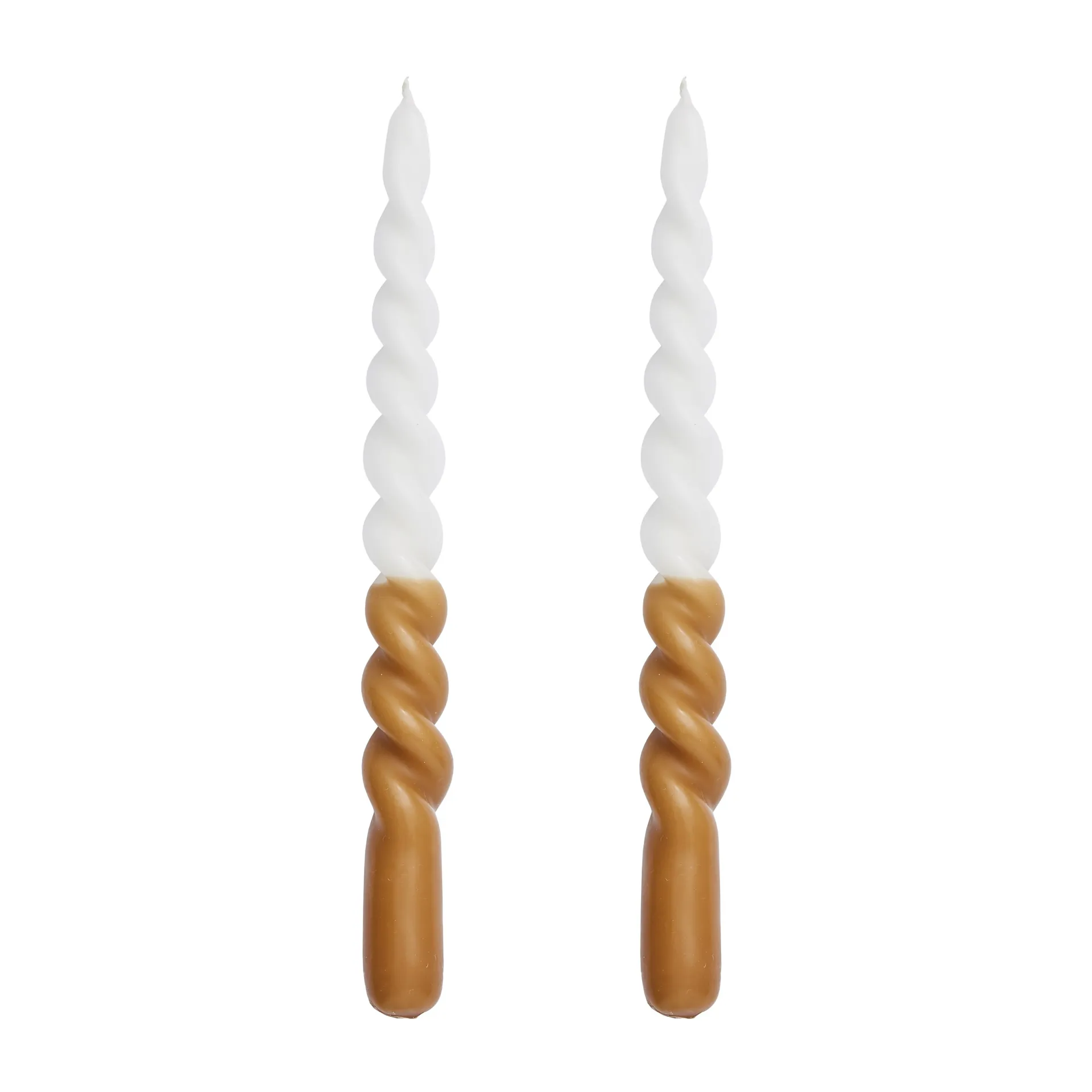 Twisted skruvade ljus tvåfärgade 25 cm 2-pack, Golden brown-white Lene Bjerre