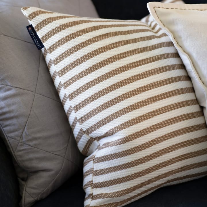 Block Striped Recycled Cotton kuddfodral 50x50 cm - Beige - Lexington