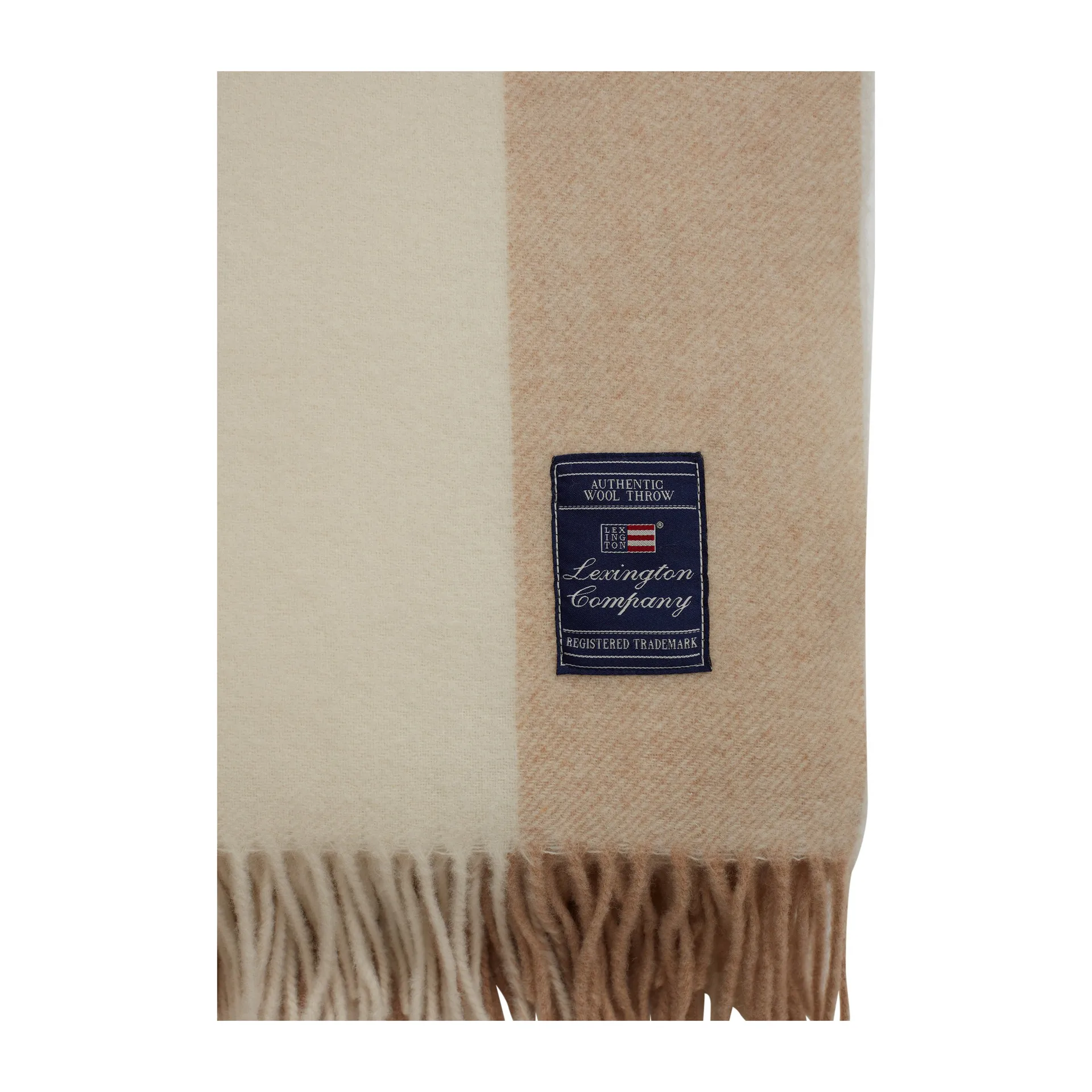 Block Striped Recycled Wool pläd 130x170 cm, Oat-White Lexington