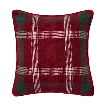 Checked återvunnen bomull kuddfodral 50x50 cm - Red-green-white - Lexington