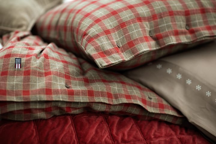 Checked Cotton Flannel bäddset - Mid Brown-red - Lexington