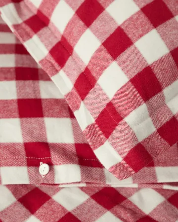 Checked cotton flannel bäddset - Red-light beige, 50x60 cm/150x210 cm - Lexington