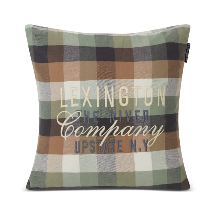 Checked Cotton Flannel Logo kuddfodral 50x50 cm - Beige - Lexington