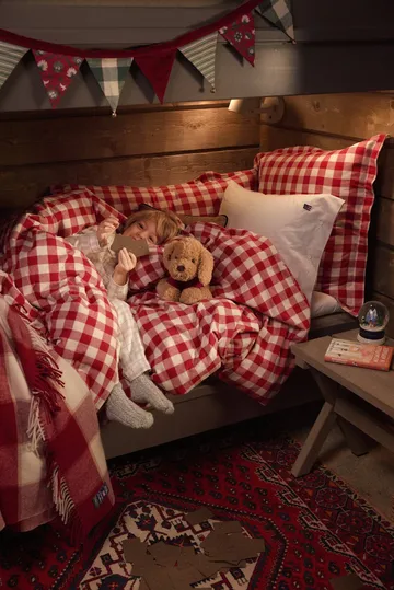 Checked Cotton Flannel örngott 50x60 cm - Red-light beige - Lexington