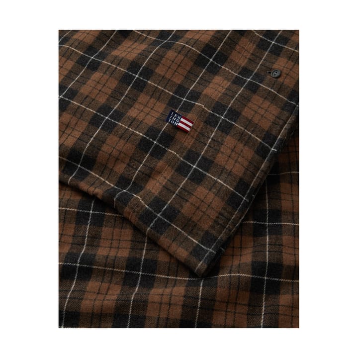 Checked Cotton Flannel påslakan 150x210 cm - Brown-dark gray - Lexington