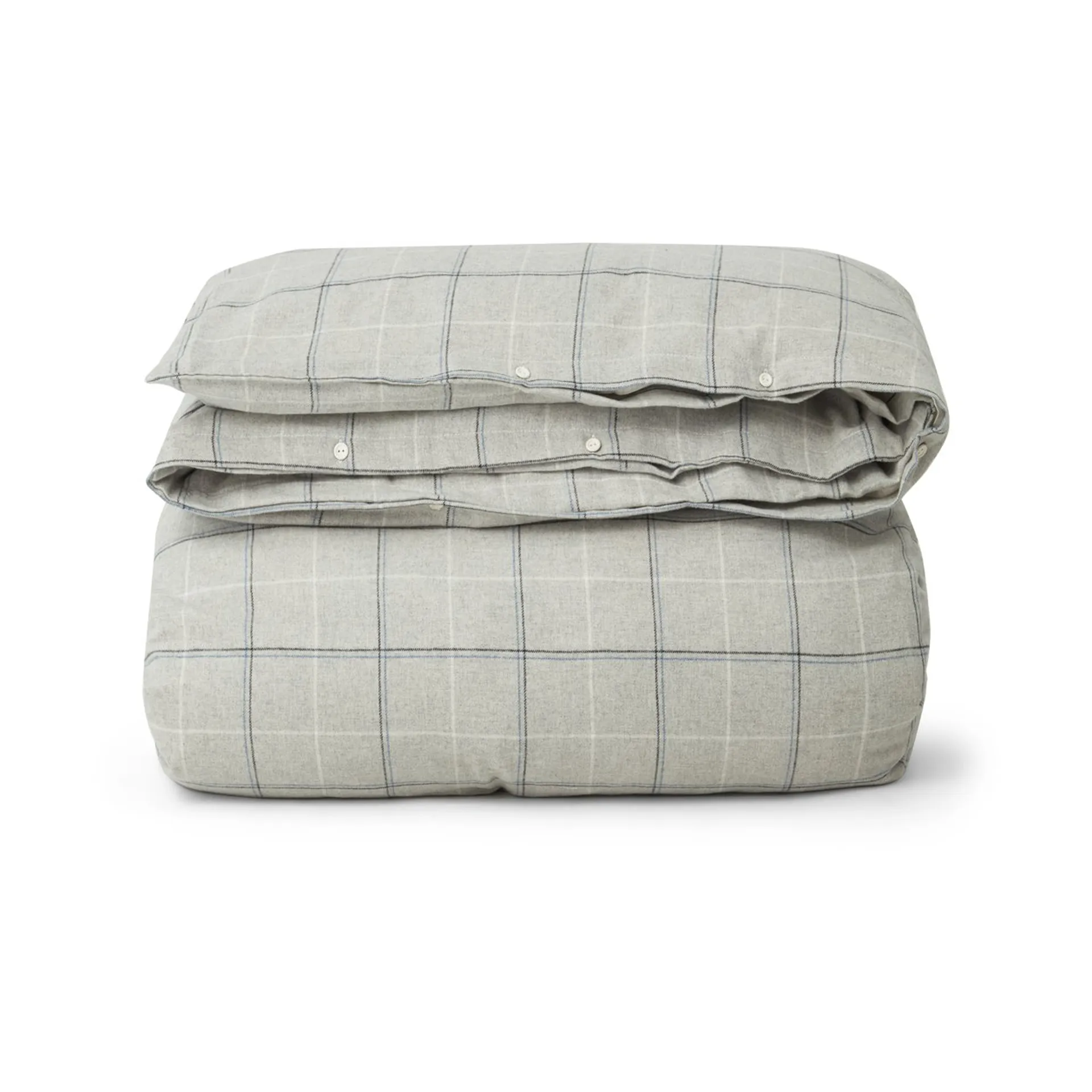 Checked Cotton Flannel påslakan 150x210 cm, Light gray-dove Lexington
