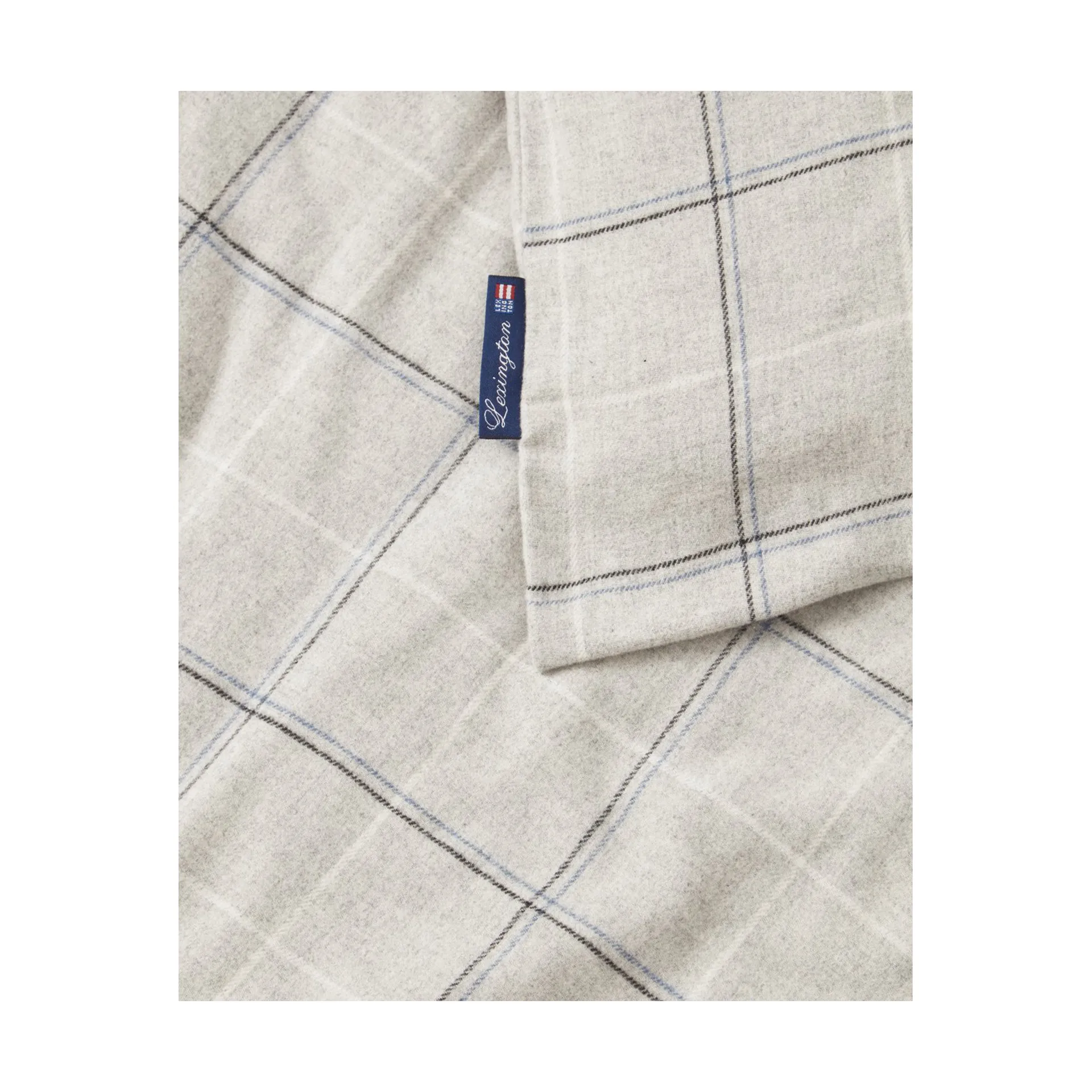 Checked Cotton Flannel påslakan 150x210 cm, Light gray-dove Lexington