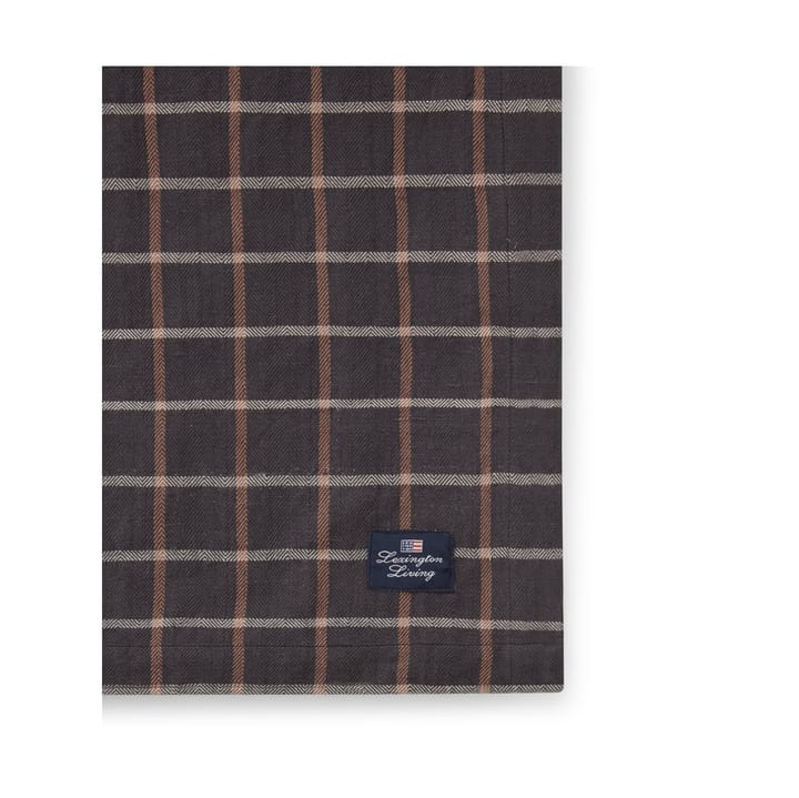 Checked Cotton Linen bordsduk 150x250 cm, Dark gray-beige Lexington