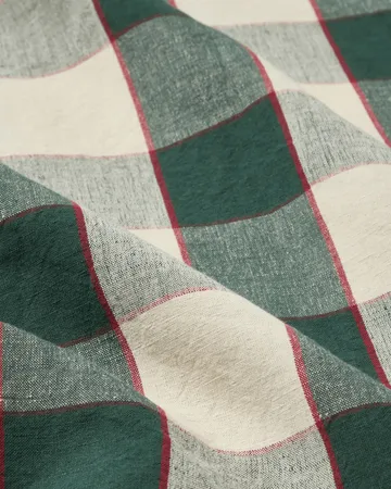 Checked Cotton Linen bordsduk 150x250 cm - Green-light beige-red - Lexington