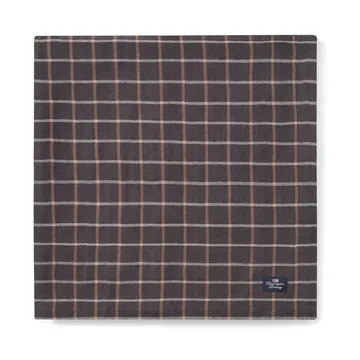 Checked Cotton Linen bordsduk 150x350 cm - Dark gray-beige - Lexington