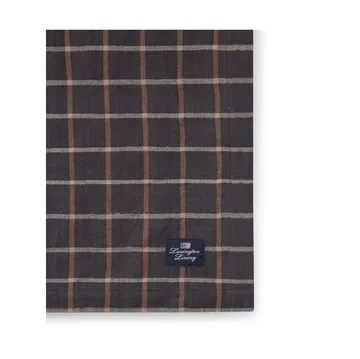 Checked Cotton Linen bordsduk 150x350 cm - Dark gray-beige - Lexington
