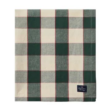 Checked Cotton Linen bordsduk 150x350 cm - Green-light beige-red - Lexington