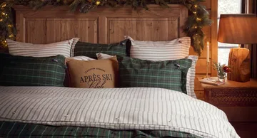 Checked cotton percale bäddset - Green-navy, 2 st 50x60 cm/1 st 220x220 cm - Lexington