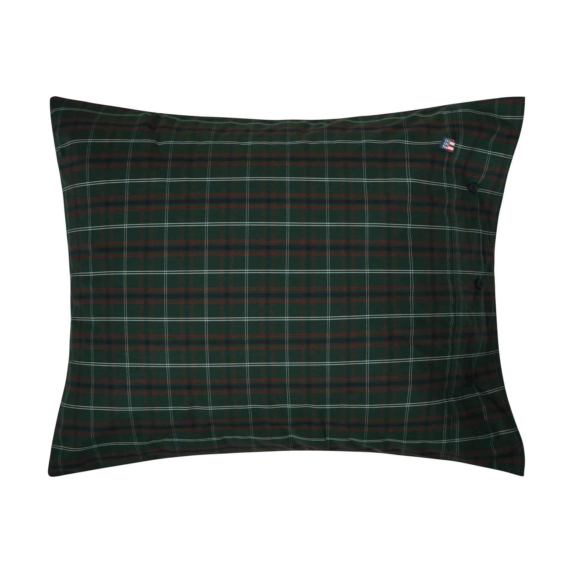 Checked cotton percale örngott, Green-navy, 50x60 cm Lexington
