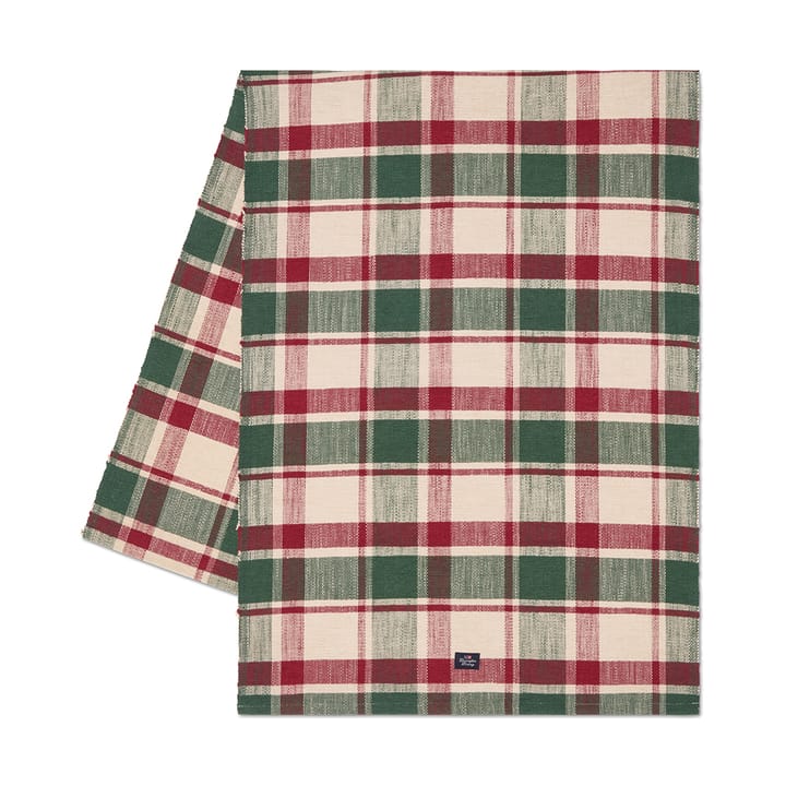 Checked ekologisk bomull löpare 50x150 cm - Green-red-beige - Lexington