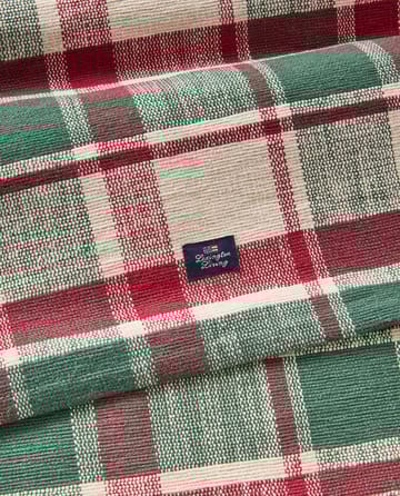 Checked ekologisk bomull löpare 50x150 cm - Green-red-beige - Lexington