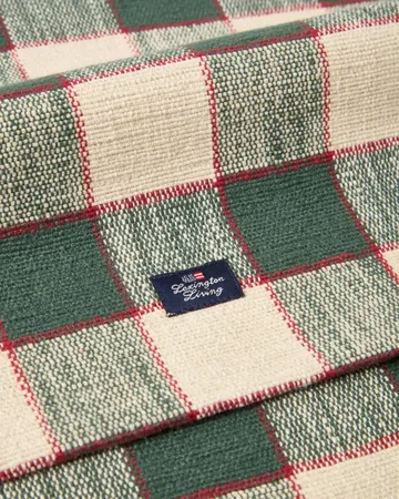 Checked ekologisk bomull löpare - Green-Light beige-red, 50x150 cm - Lexington