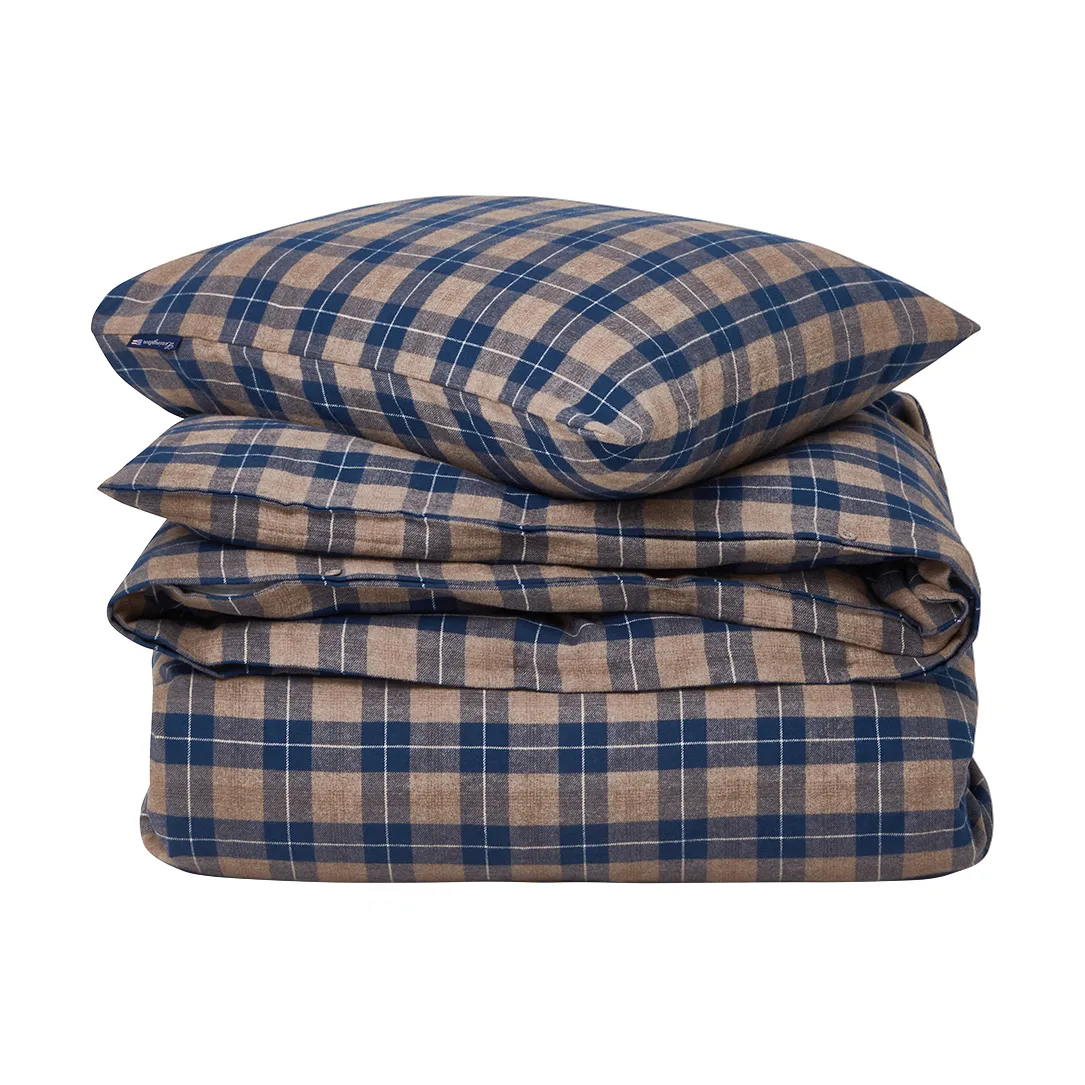 Checked Flannel bäddset 150x210 cm, Denim blue-beige Lexington