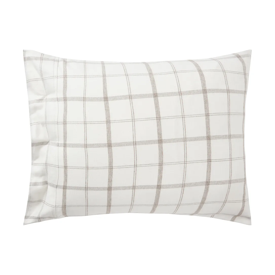 Checked Flannel örngott 50x60 cm, White-brown Lexington