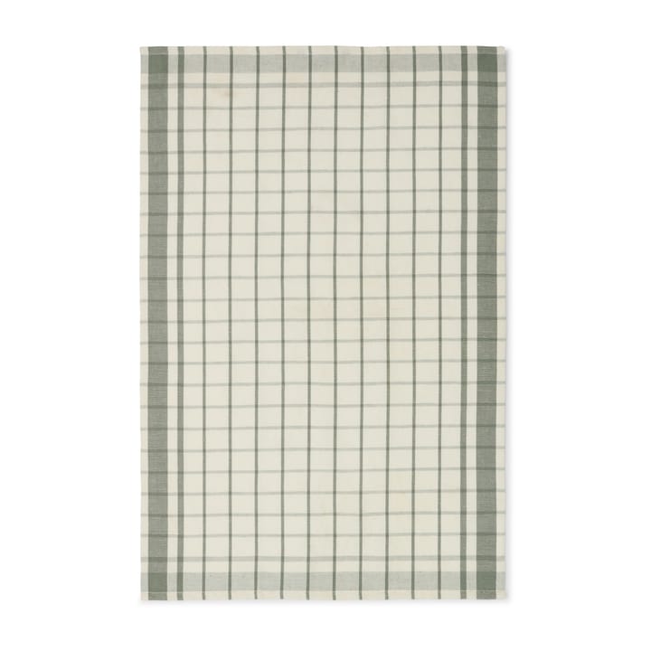 Checked Linen Cotton kökshandduk 50x70 cm - White-green - Lexington