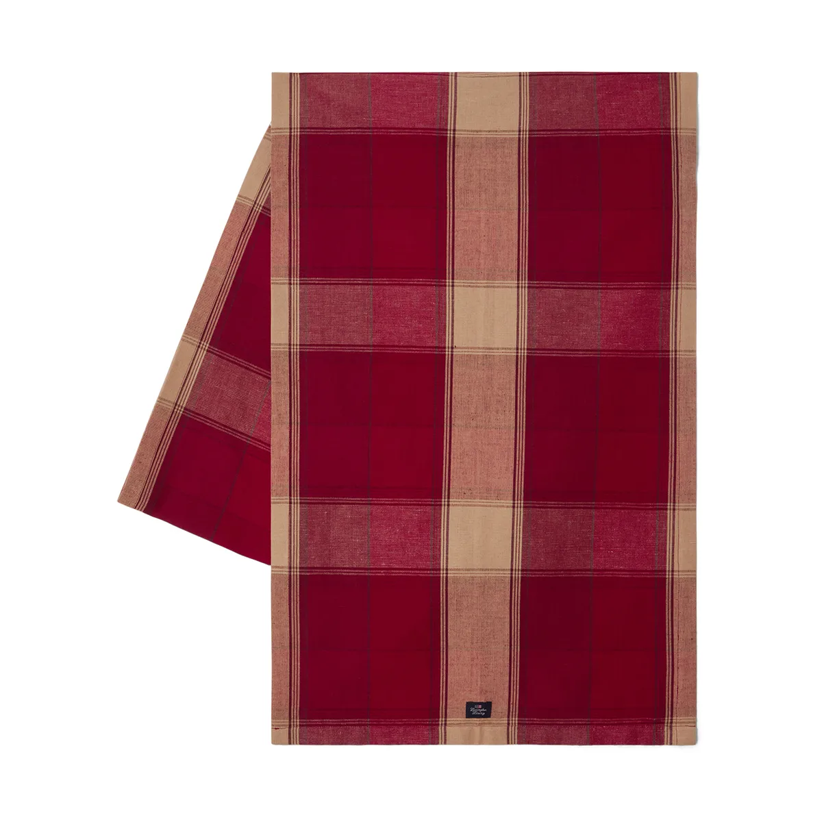 Lexington Checked linen-cotton löpare 50x250 cm Röd-beige