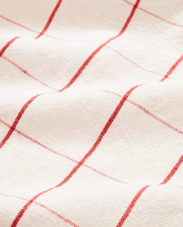 Checked Linen/Cotton kökshandduk 50x70 cm - White-red - Lexington